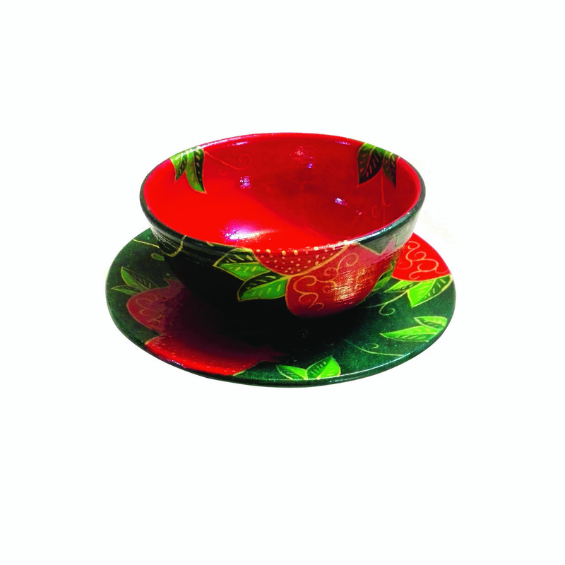 ست کاسه و بشقاب سفالی طرح انار کد 148