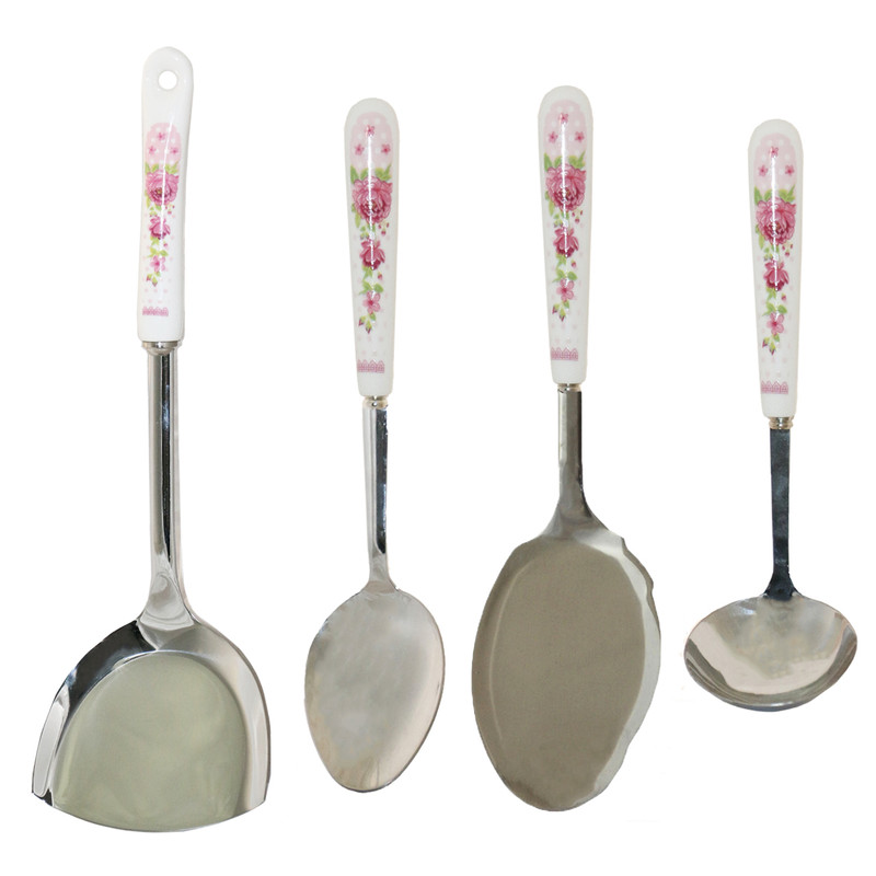 ست کفگیر و ملاقه 4 پارچه مدل Red Flowers