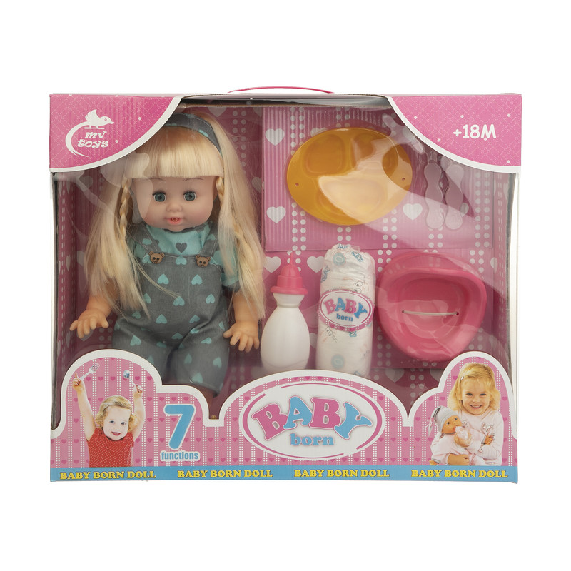 عروسک بیبی بورن طرح نوزاد مدل MV699-1 ارتفاع 32 سانتی متر