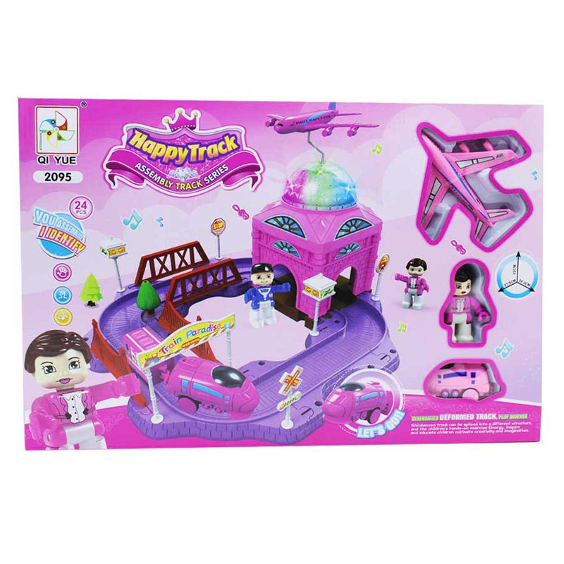 قطار اسباب بازی مدل دخترانه همراه با هواپیمای موزیکال